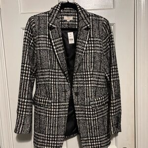 LOFT Monochrome Checkered Blazer
